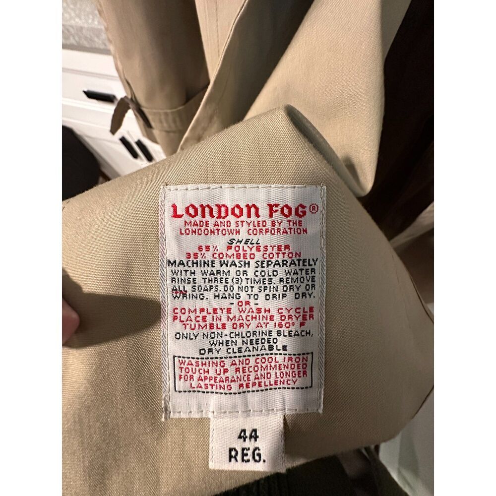 London Fog Vintage Made in USA Khaki Trench Coat Liner Size 44 - Picture 6 of 6